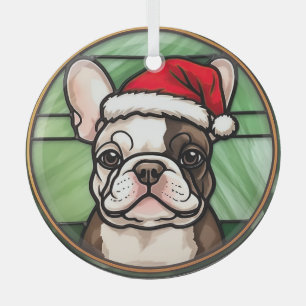 French Bulldog Stained Glass Christmas Ornament