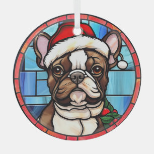 French Bulldog Stained Glass Christmas  Ornament