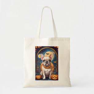 French Bulldog Stained Glass Halloween Night Tote Bag