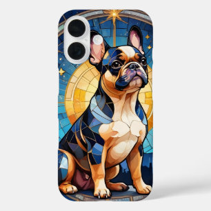 French Bulldog Stained Glass Moon & Stars iPhone 16 Case