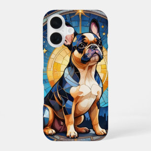 French Bulldog Stained Glass Moon & Stars iPhone 16 Case