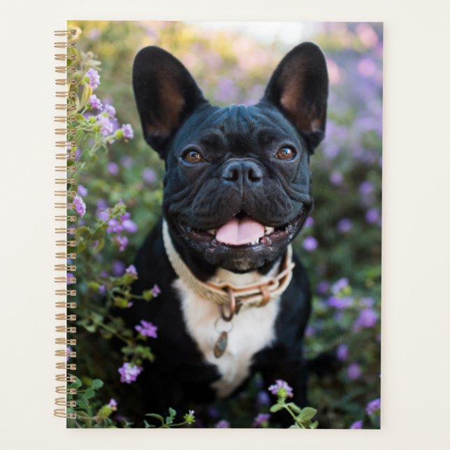 French Bulldog Stands in Flowers Planner (Front)