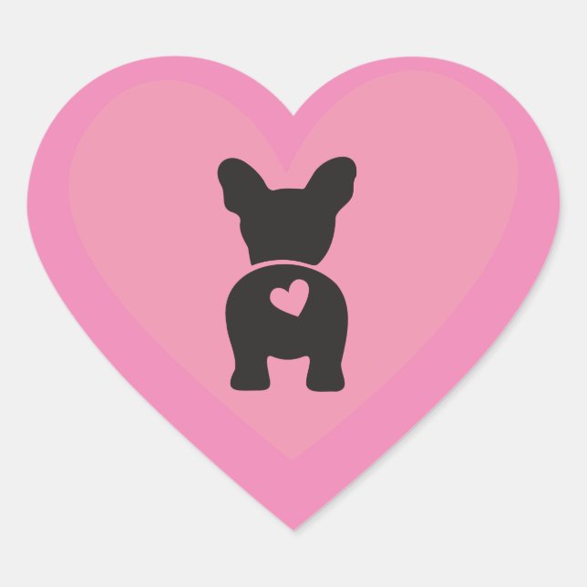 French Bulldog Stickers, Gift Labels with Hearts (Front)