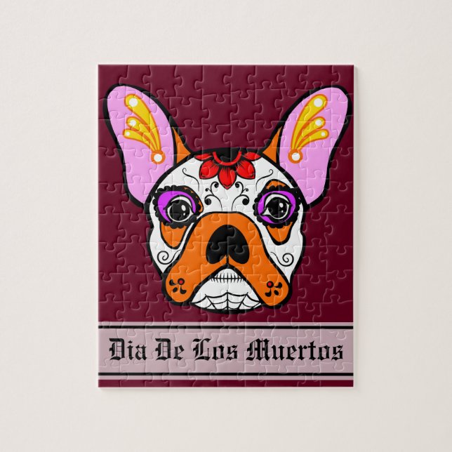 French Bulldog Sugar Skull Jigsaw Puzzle (Vertical)