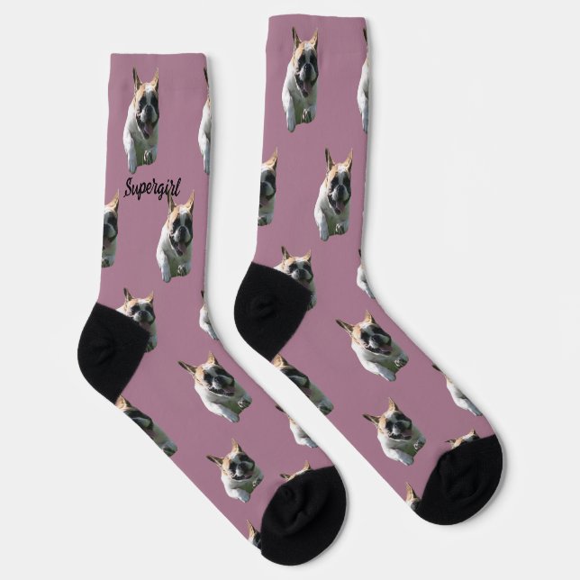 French bulldog Supergirl Socks (Right)