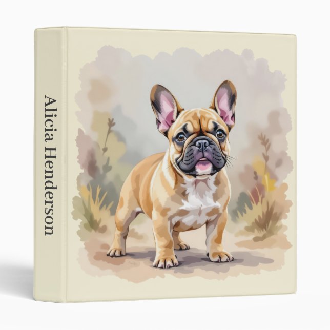 French Bulldog Tan Fawn-Colored Cute Frenchie Dog Binder (Front/Spine)