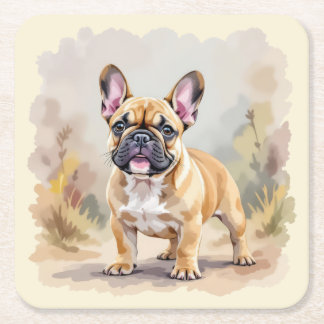 French Bulldog Tan Fawn-Colored Cute Frenchie Dog Square Paper Coaster