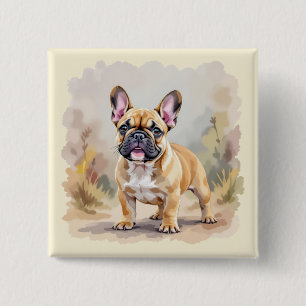 French Bulldog Tan Fawn-Coloured Cute Frenchie Dog 2 Inch Square Button