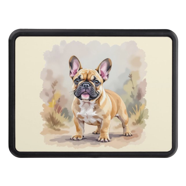 French Bulldog Tan Fawn-Coloured Cute Frenchie Dog Trailer Hitch Cover (Front)