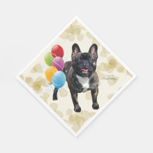 French Bulldog Tan Leaves and Balloons Napkin