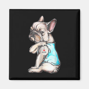 French Bulldog Tattoo I Love Mom Funny Dog Mothers Magnet