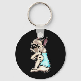 French Bulldog Tattoos I Love Dad Sitting Gift Fat Keychain