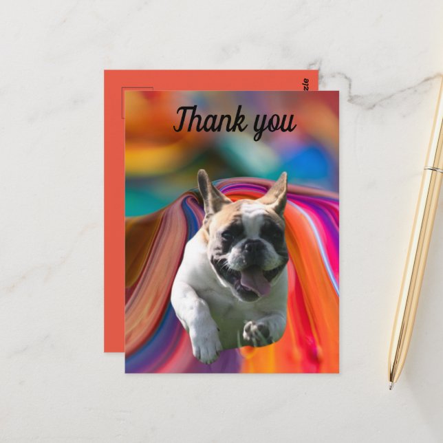 French Bulldog thank you postcard (Front/Back In Situ)