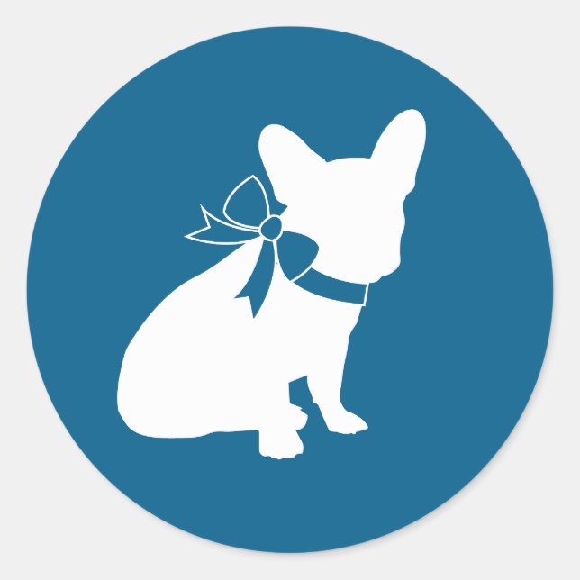 French Bulldog Theme Party - Baby Shower Blue Classic Round Sticker (Front)
