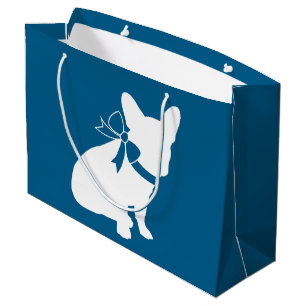 French Bulldog Theme Party - Baby Shower Blue Large Gift Bag