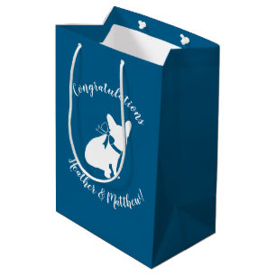 French Bulldog Theme Party - Baby Shower Blue Medium Gift Bag