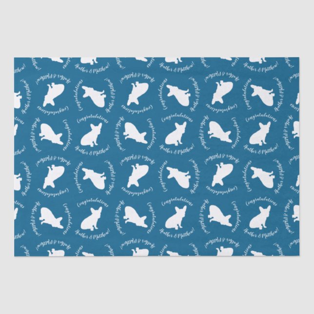 French Bulldog Theme Party - Baby Shower Blue Tissue Paper (Front)