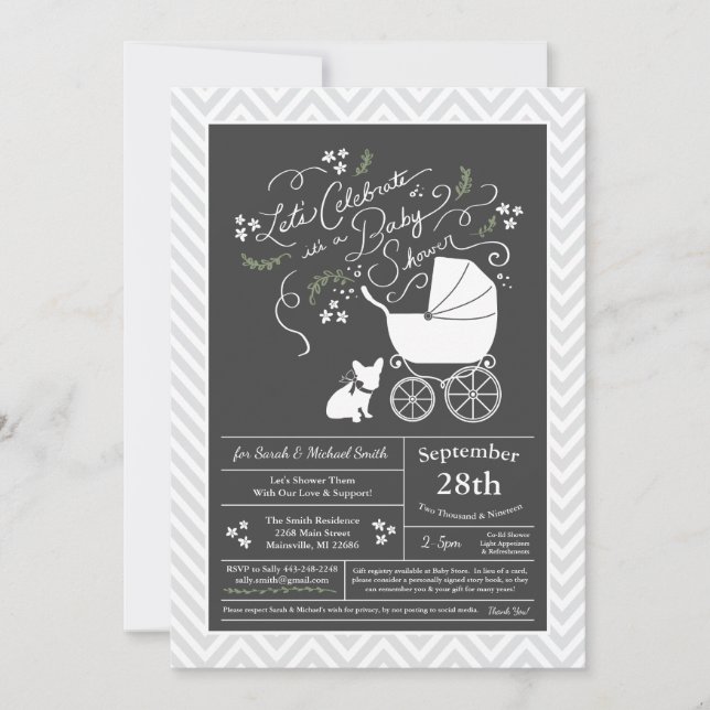 French Bulldog Theme Party - Baby Shower Neutral Invitation (Front)