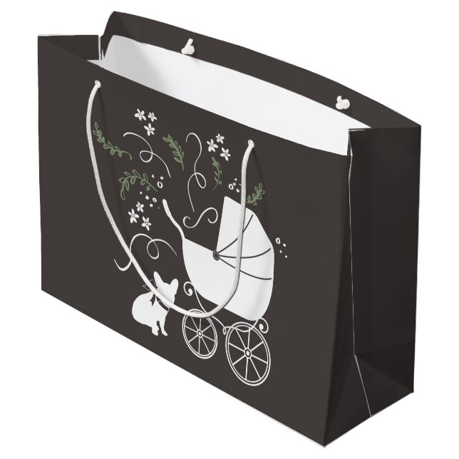 French Bulldog Theme Party - Baby Shower Neutral Large Gift Bag (Back Angled)