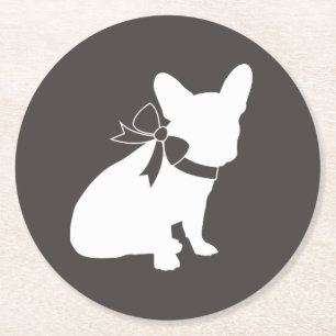 French Bulldog Theme Party - Baby Shower Neutral Round Paper Coaster