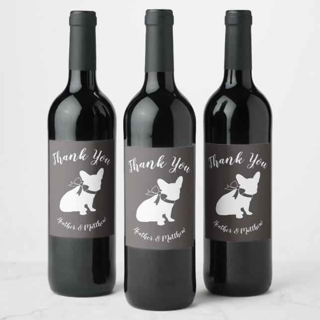 French Bulldog Theme Party - Baby Shower Neutral Wine Label (Bottles)