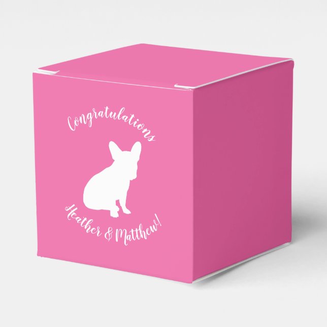 French Bulldog Theme Party - Baby Shower Pink Favor Box (Front Side)