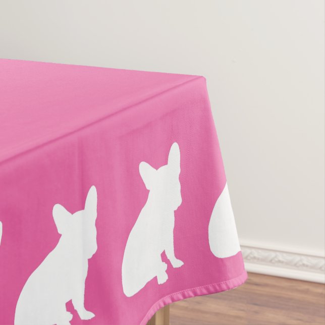 French Bulldog Theme Party - Baby Shower Pink Tablecloth (In Situ)