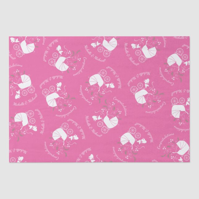 French Bulldog Theme Party - Baby Shower Pink Tissue Paper (Front)