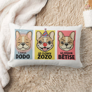 French Bulldog Three Moods  Lumbar Pillow
