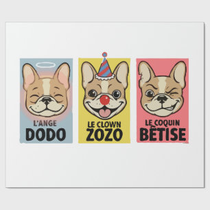 French Bulldog Three Moods Wrapping Paper