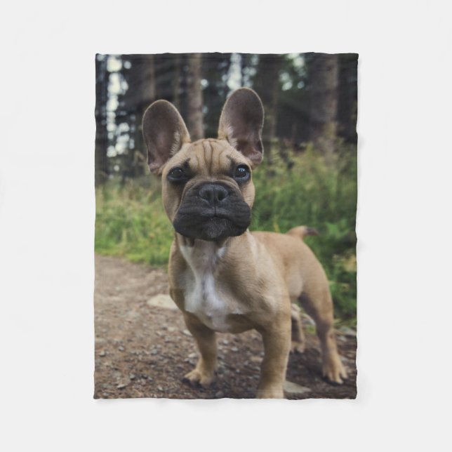 French Bulldog Throw Pillow Fleece Blanket (Front)