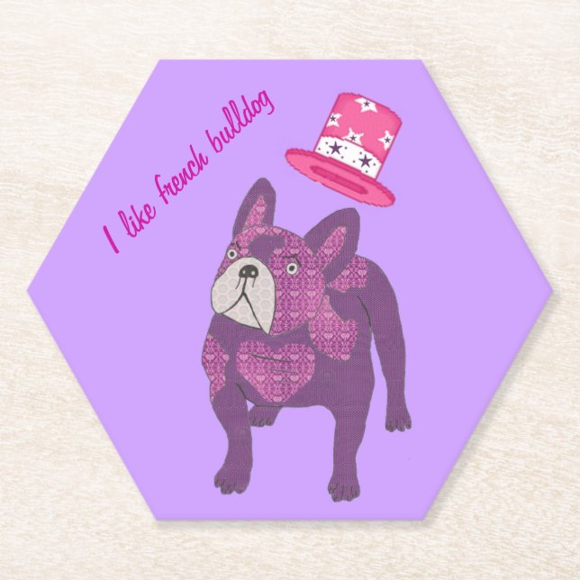 French Bulldog Top Hat French Bulldog Paper Coaster (Front)