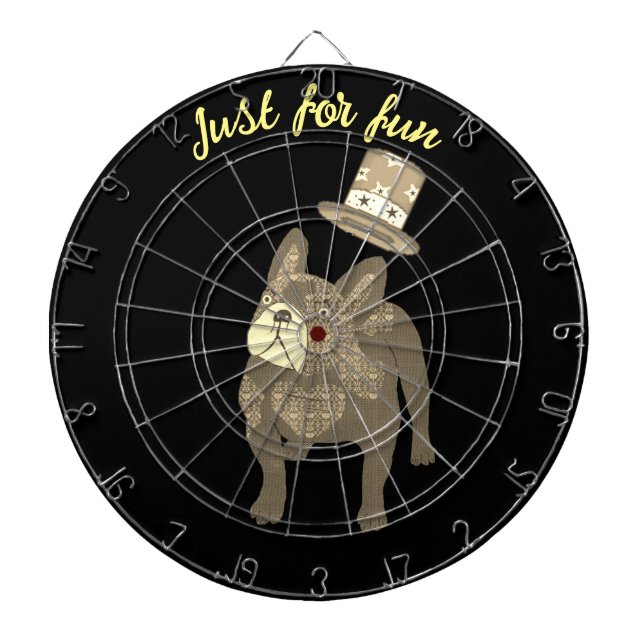 French Bulldog Top Hat New Year Dartboard (Front)