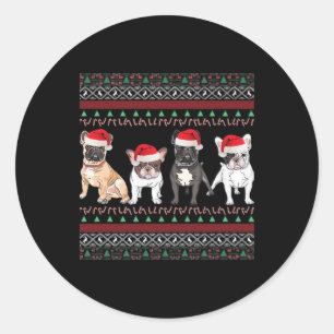 French Bulldog Ugly Christmas Sweater Essential T- Classic Round Sticker