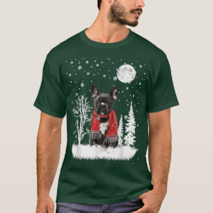 French Bulldog Under Moonlight Snow Christmas Paja T-Shirt