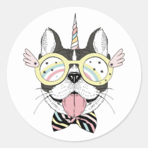 French Bulldog Unicorn Classic Round Sticker