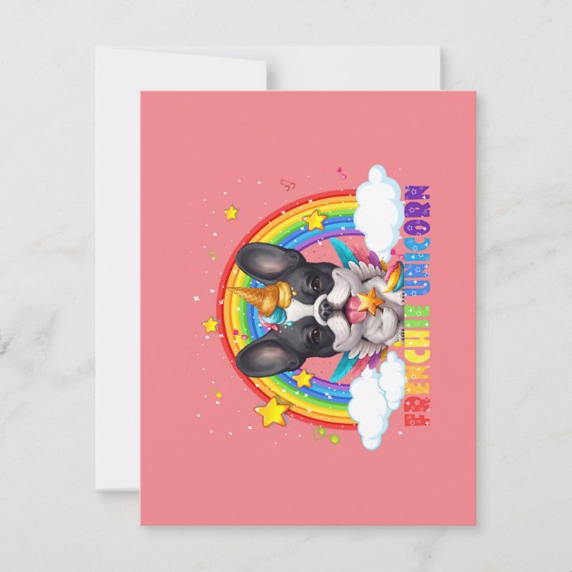 French Bulldog Unicorn Costume Girl Space Galaxy  Invitation (Front)