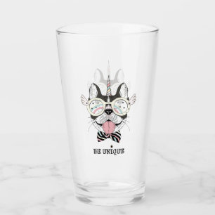 French Bulldog Unicorn Glass
