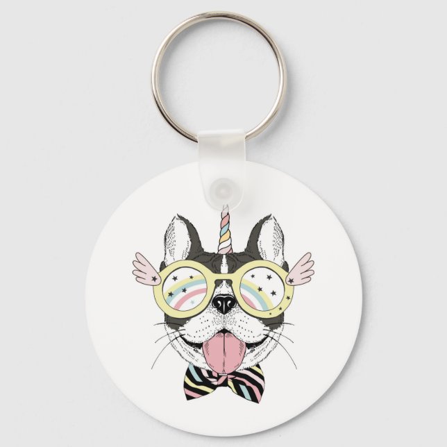 French Bulldog Unicorn Keychain (Front)