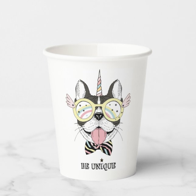 French Bulldog Unicorn Paper Cups (Left)