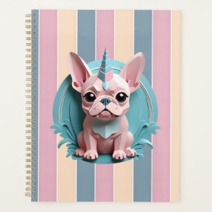 French Bulldog Unicorn Pastel Paper Cutting Art  Planner