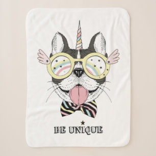 French Bulldog Unicorn Sherpa Blanket