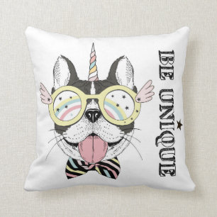 French Bulldog Unicorn Throw Pillow