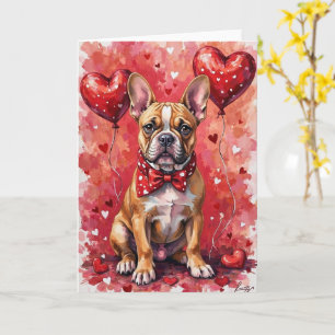 French Bulldog Valentine’s Day Dog with Hearts Red Card