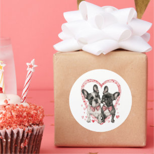 French Bulldog Valentines Day Frenchie Dog Gift    Classic Round Sticker