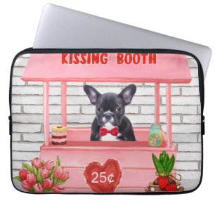 French Bulldog Valentine's Day Kissing Booth Laptop Sleeve
