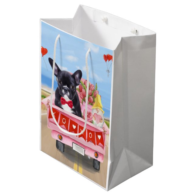 French Bulldog Valentine's Day Truck Medium Gift Bag (Front Angled)