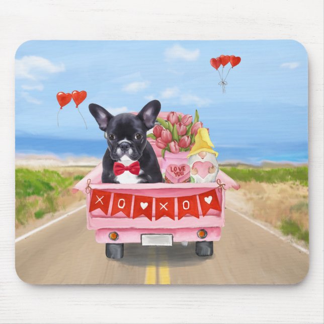 French Bulldog Valentine's Day Truck Mouse Pad (Front)