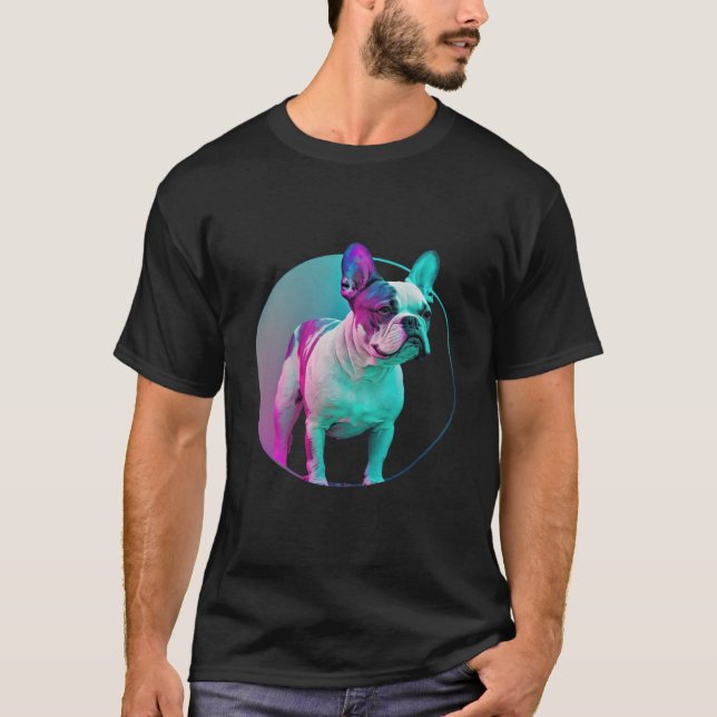 French Bulldog Vaporwave Retrowave Aesthetic T-Shirt (Front)