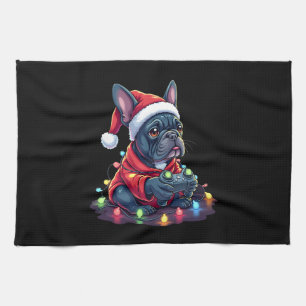 French Bulldog Video Game Controller Light Snow Sa Kitchen Towel